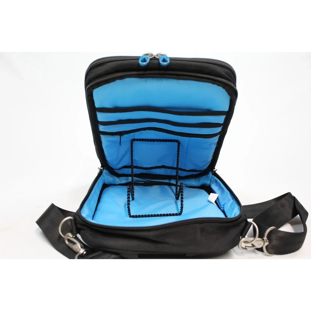 SOL Computer Table Messenger Bag Carry Case Padded Black Nylon Zipper 12 In Tech